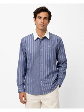 John Henry Men’s Blue & White Vertical Stripe Button-Up Shirt Contra 15(34-35)